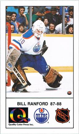 1988-89 Edmonton Oilers Action Magazine Tenth Anniversary Commemerative #60 Bill Ranford Front