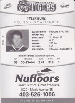 2011-12 Medicine Hat Tigers (WHL) #NNO Tyler Bunz Back