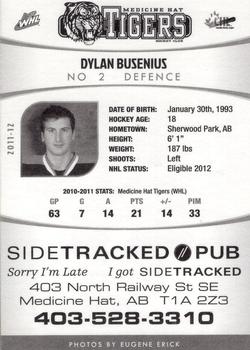 2011-12 Medicine Hat Tigers (WHL) #NNO Dylan Busenius Back