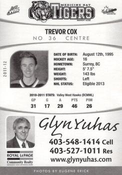 2011-12 Medicine Hat Tigers (WHL) #NNO Trevor Cox Back