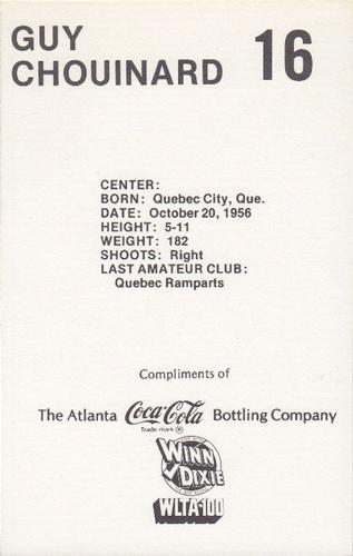 1979-80 Coca-Cola Atlanta Flames #NNO Guy Chouinard Back