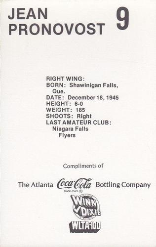 1979-80 Coca-Cola Atlanta Flames #NNO Jean Pronovost Back