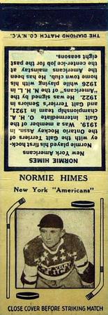 1934-35 Diamond Matchbooks (Tan 1) #NNO Normie Himes Front