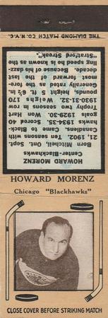 1934-35 Diamond Matchbooks (Tan 1) #NNO Howard Morenz Front