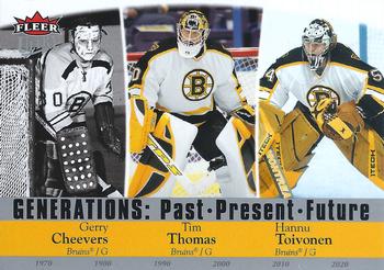 2007-08 Ultra - Generations: Past, Present, Future #G11 Gerry Cheevers / Tim Thomas / Hannu Toivonen Front
