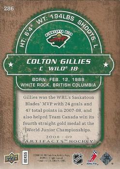 2008-09 Upper Deck Artifacts - Rookies Exchange #286 Colton Gillies Back