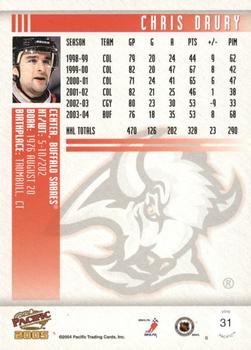 2004-05 Pacific - Red #31 Chris Drury Back
