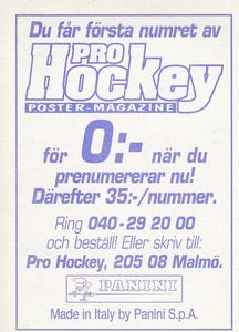 1995 Panini World Hockey Championship Stickers (Finnish/Swedish) #13 Shayne Corson Back