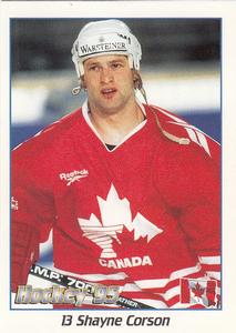 1995 Panini World Hockey Championship Stickers (Finnish/Swedish) #13 Shayne Corson Front