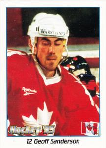 1995 Panini World Hockey Championship Stickers (Finnish/Swedish) #12 Geoff Sanderson Front