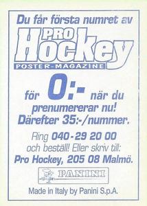 1995 Panini World Hockey Championship Stickers (Finnish/Swedish) #127 Jorg Eberle Back
