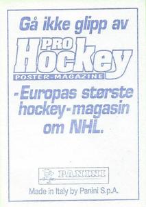 1995 Panini World Hockey Championship Stickers (Finnish/Swedish) #130 Marcel Jenni Back