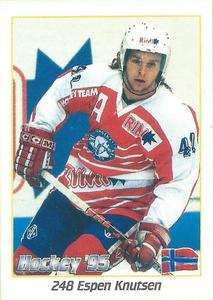 1995 Panini World Hockey Championship Stickers (Finnish/Swedish) #248 Espen Knutsen Front