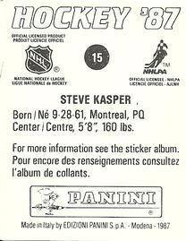 1987-88 Panini Hockey Stickers #15 Steve Kasper Back