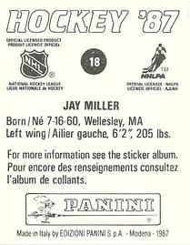 1987-88 Panini Hockey Stickers #18 Jay Miller Back