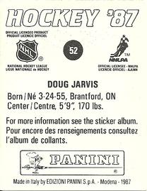 1987-88 Panini Hockey Stickers #52 Doug Jarvis Back