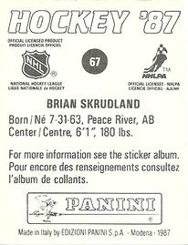 1987-88 Panini Hockey Stickers #67 Brian Skrudland Back