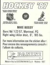 1987-88 Panini Hockey Stickers #97 Mike Bossy Back