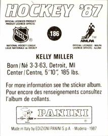 1987-88 Panini Hockey Stickers #186 Kelly Miller Back