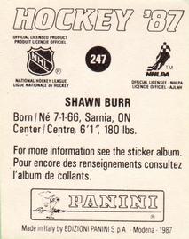 1987-88 Panini Hockey Stickers #247 Shawn Burr Back