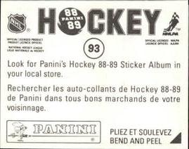 1988-89 Panini Hockey Stickers #93 Dino Ciccarelli Back
