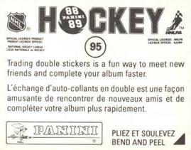1988-89 Panini Hockey Stickers #95 Brian MacLellan Back