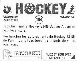1988-89 Panini Hockey Stickers #164 Boston Beats Montreal Back