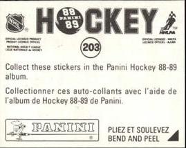 1988-89 Panini Hockey Stickers #203 Rejean Lemelin Back