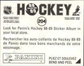1988-89 Panini Hockey Stickers #204 Ray Bourque Back