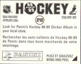 1988-89 Panini Hockey Stickers #212 Jay Miller Back