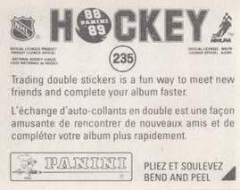 1988-89 Panini Hockey Stickers #235 Mike Liut Back