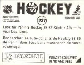 1988-89 Panini Hockey Stickers #237 Sylvain Cote Back