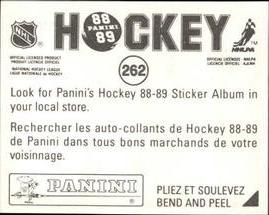 1988-89 Panini Hockey Stickers #262 Ryan Walter Back