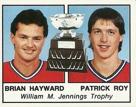 1988-89 Panini Hockey Stickers #402 Brian Hayward / Patrick Roy Front