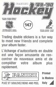 1989-90 Panini Hockey Stickers #147 Petri Skriko Back