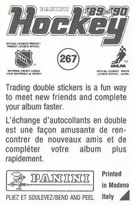 1989-90 Panini Hockey Stickers #267 Dave Volek Back