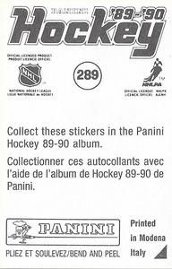 1989-90 Panini Hockey Stickers #289 James Patrick Back