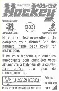 1989-90 Panini Hockey Stickers #303 Gordon Murphy Back