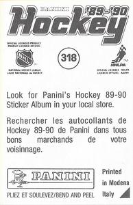 1989-90 Panini Hockey Stickers #318 Zarley Zalapski Back