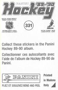 1989-90 Panini Hockey Stickers #331 Randy Moller Back