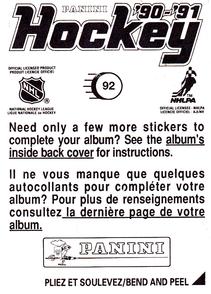 1990-91 Panini Hockey Stickers #92 Hubie McDonough Back