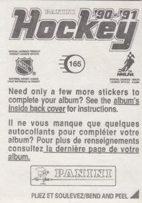 1990-91 Panini Hockey Stickers #165 Mike Liut Back