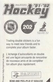 1991-92 Panini Hockey Stickers #202 Kelly Miller Back