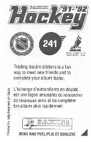 1991-92 Panini Hockey Stickers #241 David Volek Back