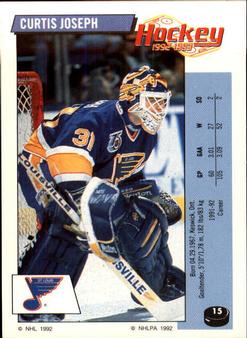 1992-93 Panini Hockey Stickers #15 Curtis Joseph Front