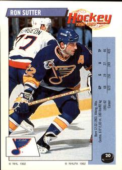 1992-93 Panini Hockey Stickers #20 Ron Sutter Front