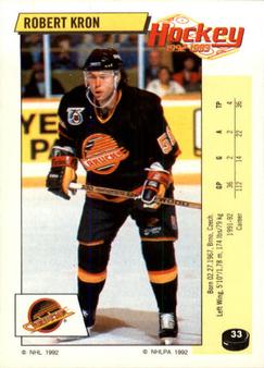1992-93 Panini Hockey Stickers #33 Robert Kron Front