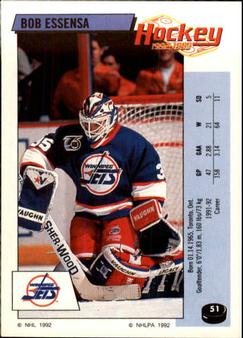 1992-93 Panini Hockey Stickers #51 Bob Essensa Front