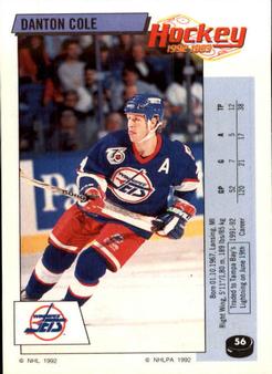 1992-93 Panini Hockey Stickers #56 Danton Cole Front