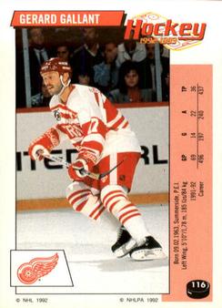 1992-93 Panini Hockey Stickers #116 Gerard Gallant Front